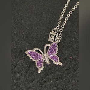 Purple Butterfly BFF Pendant Necklace